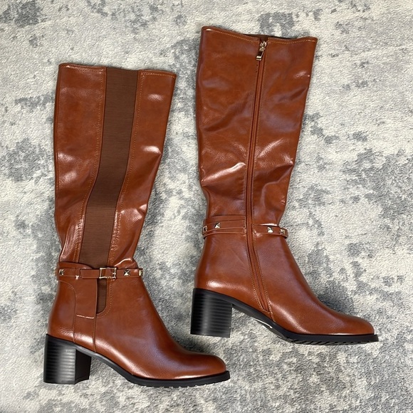 New Torgeis Destiny Tall Boots Riding Studded Ankle Belt Camel Tan Sz 9 - Picture 5 of 15